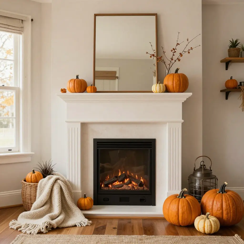 Beautiful seasonal home interior with warm autumn decor